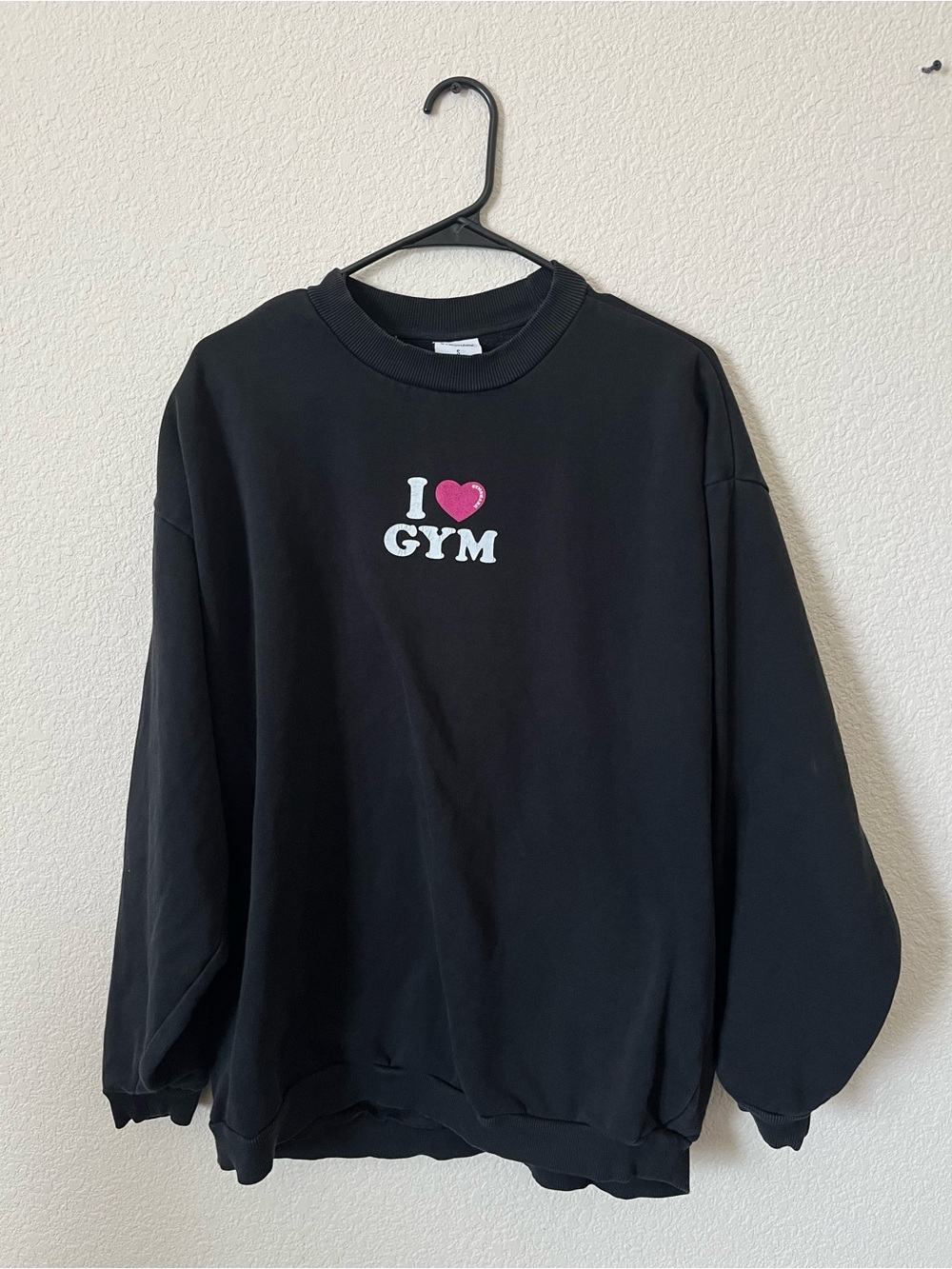 Gymshark Black Crewneck with Pink Heart Logo
